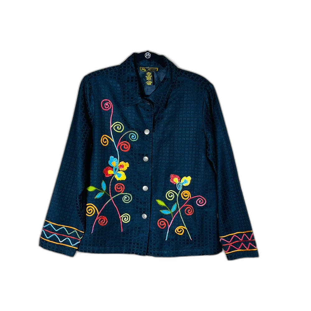 Vtg Mirasol Embroidered Jacket Blazer Cottagecore Country Western Large